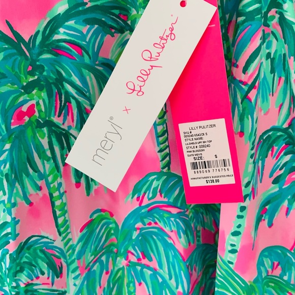 Lilly Pulitzer Lilshield Palm Tree UPF 50+ Cowlneck Top Small NWT - Picture 3 of 9
